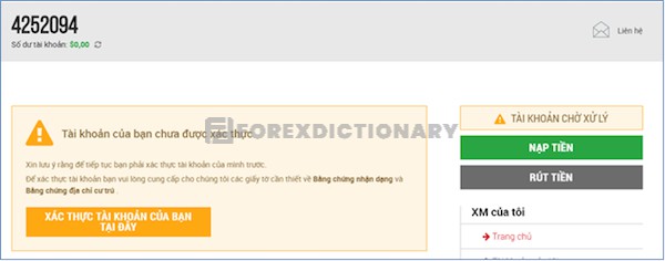 Cách xác thực tài khoản XM