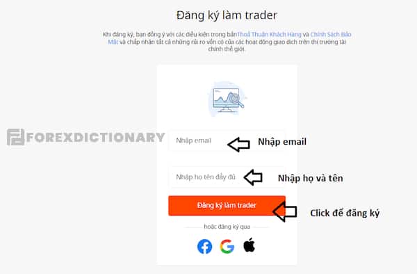 Nhập email, họ tên đầy đủ