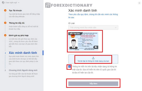 Xác minh danh tính khi Đăng ký tài khoản MiTrade