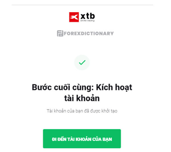 Đăng ký xong tài khoản XTB