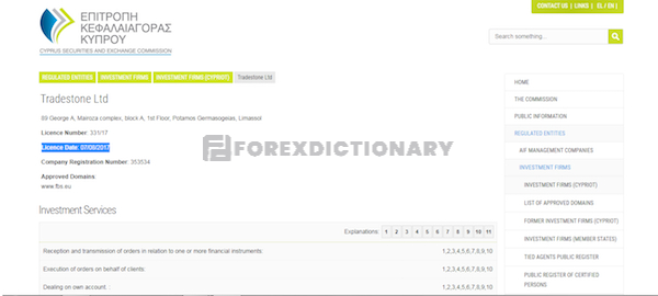 Giấy phép từ CySEC của FBS