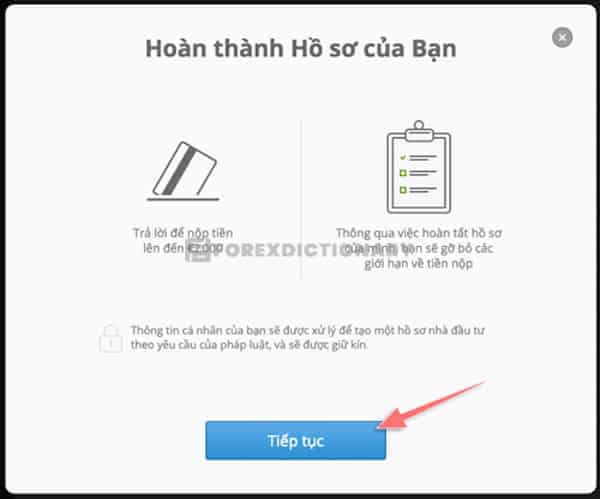 Giao diện hoàn thiện hồ sơ người dùng