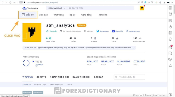 Click chuột vào mục biểu đồ _ Chart