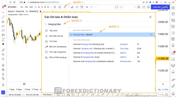 Cài đặt nến Hanging Man đơn giản nhất trên nền tảng TradingView