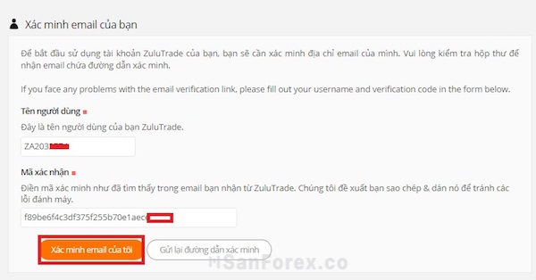 Thực hiện thao tác Xác minh email để xác minh tài khoản