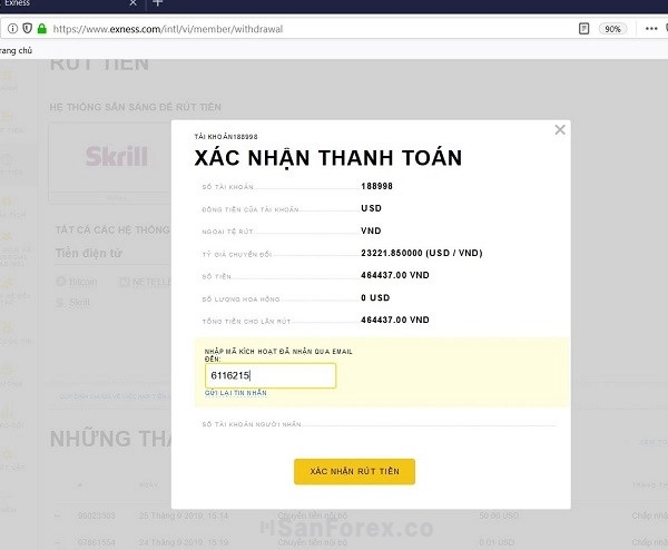 Kiểm tra thông tin trước khi “Xác nhận rút tiền”