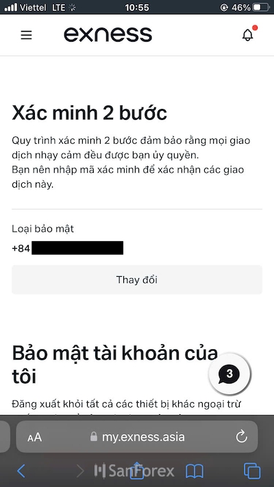 Thay đổi thông tin tại mục xác minh 2 bước