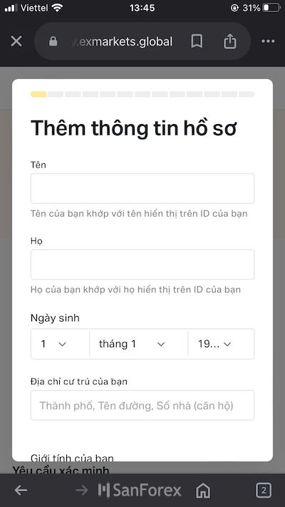 Nhập đúng các thông tin mà hệ thống đưa ra