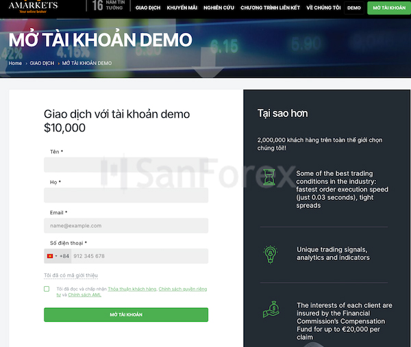 Khách hàng có thể sử dụng tài khoản demo mà không gặp phải rủi ro